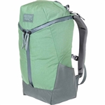 Mystery Ranch Catalyst 22â„¢ 22L backpack in black, featuring 3-ZIP access, laptop and tablet sleeves, and dual side water bottle pockets.