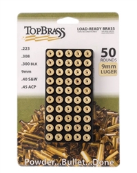 TOP BRASS 9MM LUGER UNPRIMED BRASS, 100 CT POUCH
