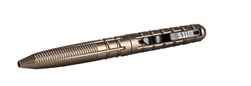 With refined styling and precise balance, the 5.11 Tactical Kubaton Tactical Pen feels solid yet nimble in hand. It features a pummel-grip textured, anodized aluminum body, and a twist open pressurized ink cartridge.