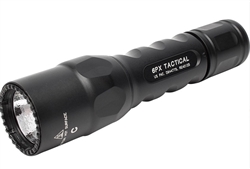 SureFire 6PX Tactical single-output 600 lumen LED flashlight with aluminum body, click tailcap, 123A batteries, and IPX7 water resistance