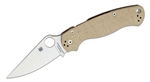 Spyderco Para Military 2 folding knife with CPM CruWear blade and brown canvas Micarta handle – available in Canada