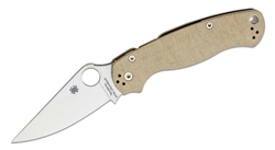 Spyderco Para Military 2 folding knife with CPM CruWear blade and brown canvas Micarta handle – available in Canada