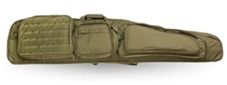 The E2B and E57B Sniper Sled Drag Bags feature a triple-fold, tapered rifle bag design that folds flat into a shooting mat. The third leaf serves as an internal divider panel, making each an excellent two-rifle case