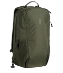 Eberlestock Fade Transportâ„¢ backpack in black, shown standing upright with low-profile silhouette, structured rear clamshell, and loop-lined modular interior.