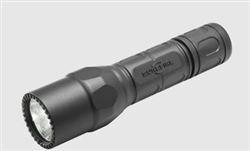 SureFire G2X Pro dual-output 600 lumen LED flashlight with polymer aluminum body, click tailcap, 123A batteries, and IPX7 water resistance
