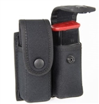 For two magazines (Glock 9mm or Sig P228 .357 or .40). Two separate pouches, adjustable flaps, "Double-Grip" fastening system allow horizontal or vertical carring. For right or left-handed officiers.