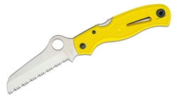 Spyderco Atlantic Salt folding knife with rustproof H1 serrated blade and yellow FRN handle â€“ available in Canada