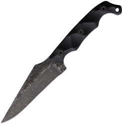 Stroup TU2 Fixed Blade Black. 8.75" (22.23cm) overall. 4.5" (11.43cm) 1095HC steel blade. Black sculpted G10 handle.