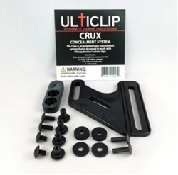 The Crux is a fully customizable concealment system.  It applies additional leverage by rotating the holster and the grip of the gun towards the userâ€™s body,