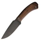 The Winkler Knives Woodsman is a hunting/outdoor fixed blade with added features for the "Woodcraft" lifestyle. It sports a practical drop point blade with deep notched jimping and a skeletonized extended full-tang.
