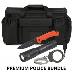 Premium Police Bundle – 5.11 Patrol Ready Bag, Peerless 700C Handcuffs, Zak Tools key, NEXTORCH TA30C Max flashlight, and Kershaw Knockout knife – Canada law enforcement gear.