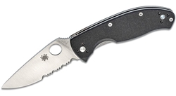 Spyderco Tenacious folding knife with partially serrated blade and G-10 handle â€“ available in Canada