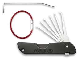 Southord JPXS-6 Jackknife Lock Pick Set was first introduced with machined, raw aluminum handles.  Over the years, we’ve since manufactured our Jackknife with featherweight composite handles and with sturdy alloy handles, first painted