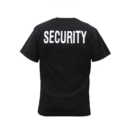 Two Sided Security T-Shirt features the word "security" printed on both the front and back in white lettering. The perfect addition to any security guard uniform in Canada. Tetragon is your number one security supply stores in Canada