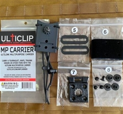 The MP Carrier provides a rapid multi-angle attachment option for carrying items like tourniquets, trauma shears, knives or other items